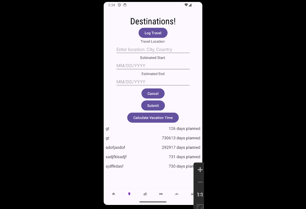 Destinations Page